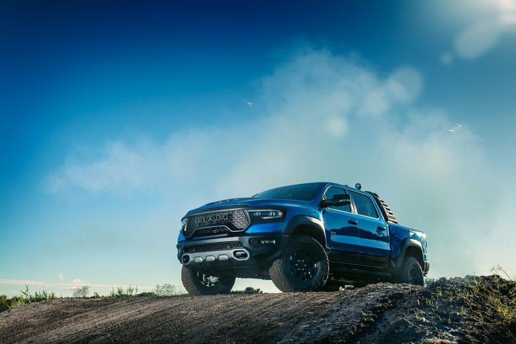 Blue Dodge Ram TRX in Miami by Camere Photography